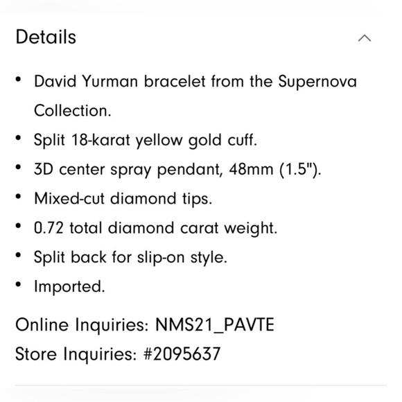 David Yurman supernova cuff bracelet with diamond in 18 k gold size M - Picture 5 of 16